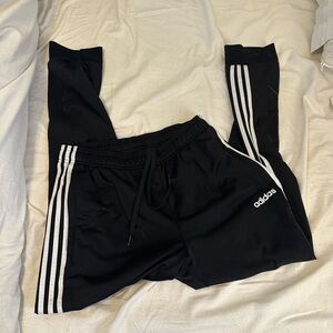 Adidas mens Black Joggers with White Stripes